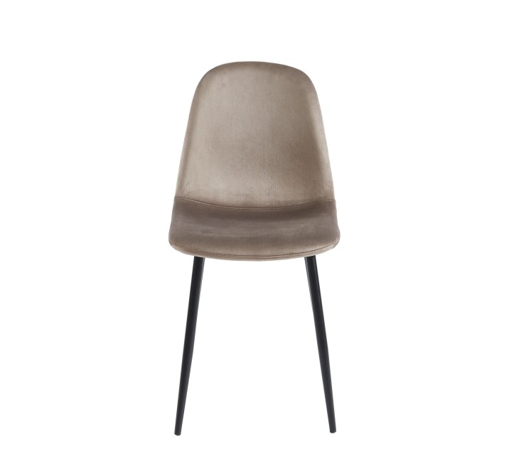 Set of 4 LENA chairs taupe velvet black metal legs Set of 4 LENA chairs taupe velvet black metal legs