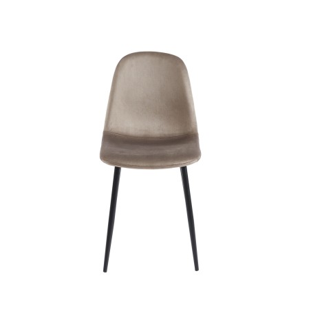 Set of 4 LENA chairs taupe velvet black metal legs