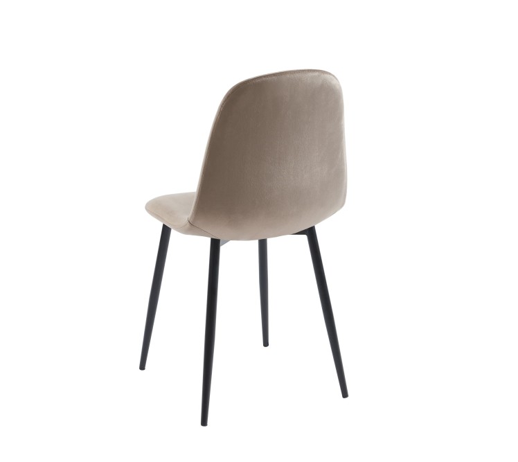 Set of 4 LENA chairs taupe velvet black metal legs Set of 4 LENA chairs taupe velvet black metal legs