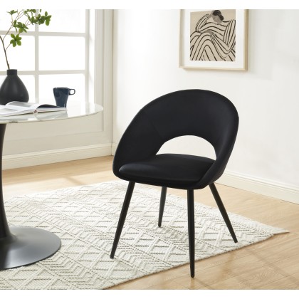 LEONIE chair black velvet black metal legs 2
