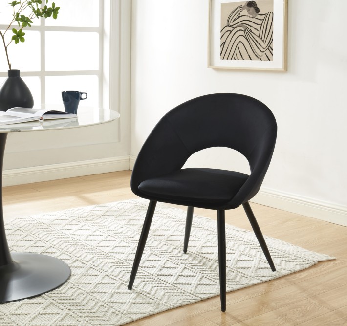 LEONIE chair black velvet black metal legs LEONIE chair black velvet black metal legs