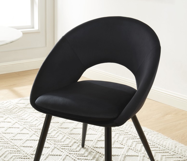 LEONIE chair black velvet black metal legs LEONIE chair black velvet black metal legs