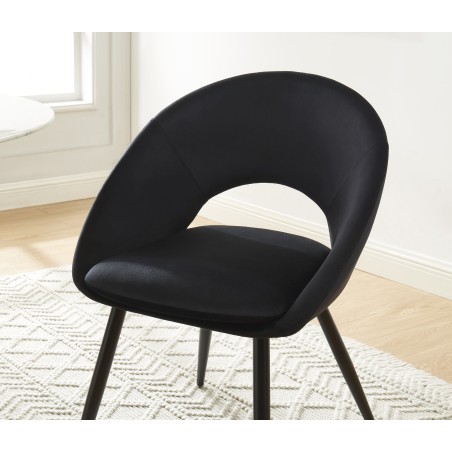 LEONIE chair black velvet black metal legs