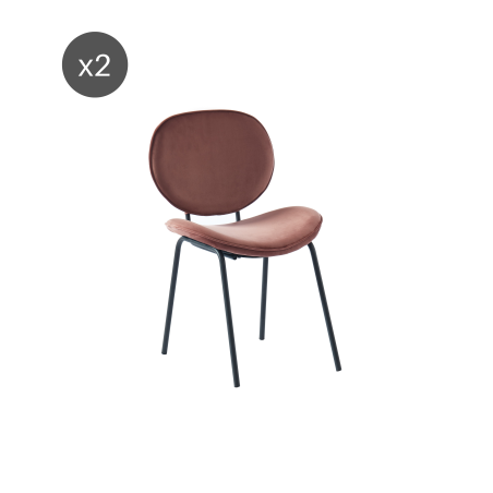 Set of 2 SHEILA chairs pink velvet black metal legs