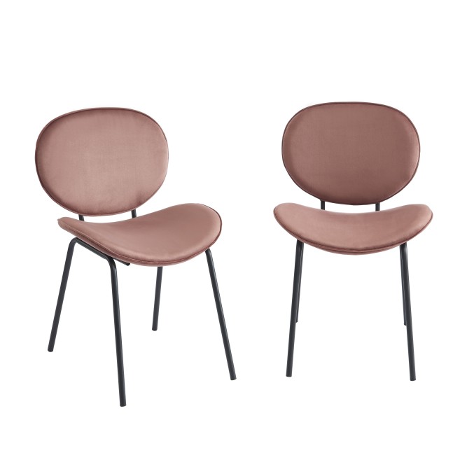 Set of 2 SHEILA chairs pink velvet black metal legs Set of 2 SHEILA chairs pink velvet black metal legs