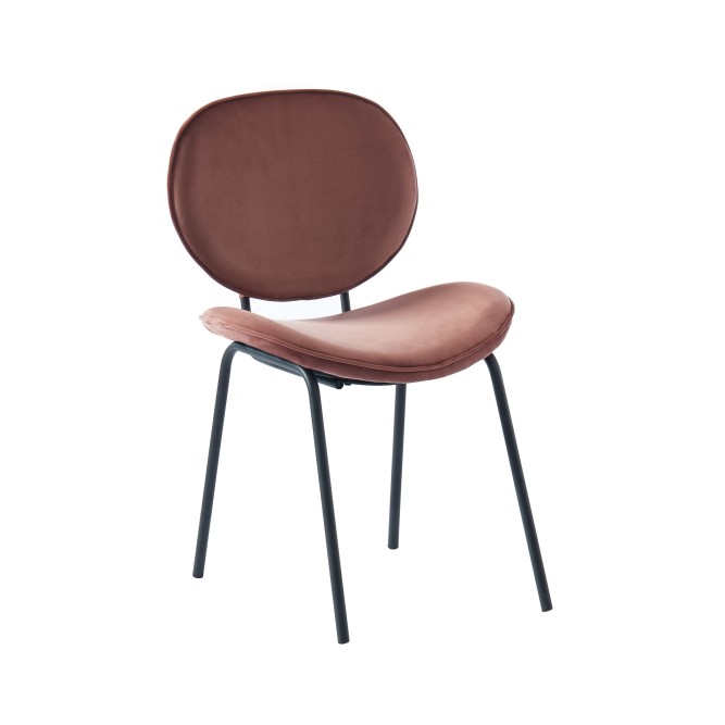 Set of 2 SHEILA chairs pink velvet black metal legs Set of 2 SHEILA chairs pink velvet black metal legs
