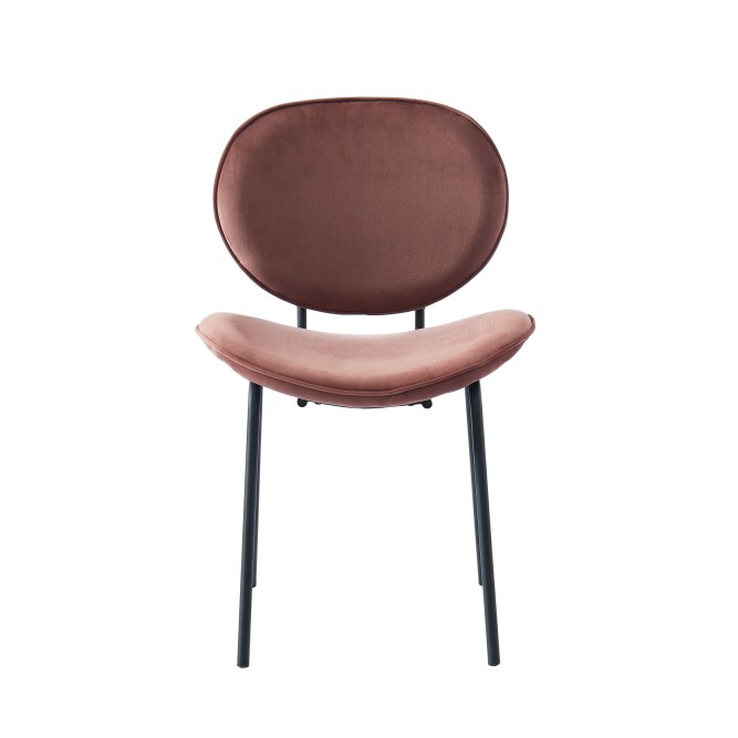 Set of 2 SHEILA chairs pink velvet black metal legs Set of 2 SHEILA chairs pink velvet black metal legs