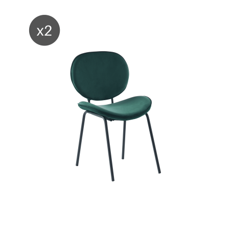 Set of 2 SHEILA chairs green velvet black metal legs