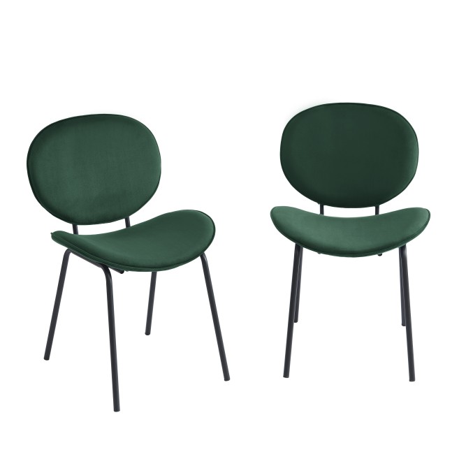 Set of 2 SHEILA chairs green velvet black metal legs Set of 2 SHEILA chairs green velvet black metal legs