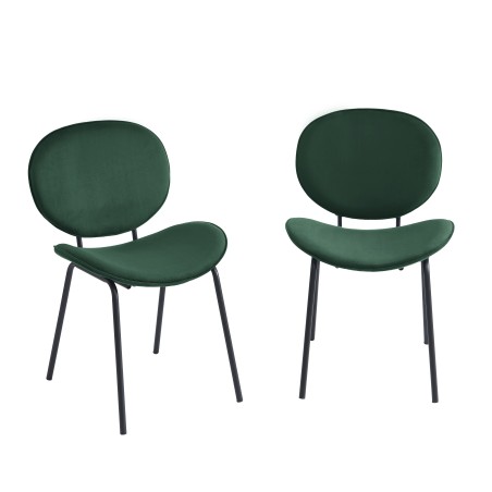 Set of 2 SHEILA chairs green velvet black metal legs