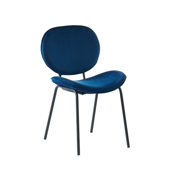 Set of 2 SHEILA chairs blue velvet black metal legs Set of 2 SHEILA chairs blue velvet black metal legs