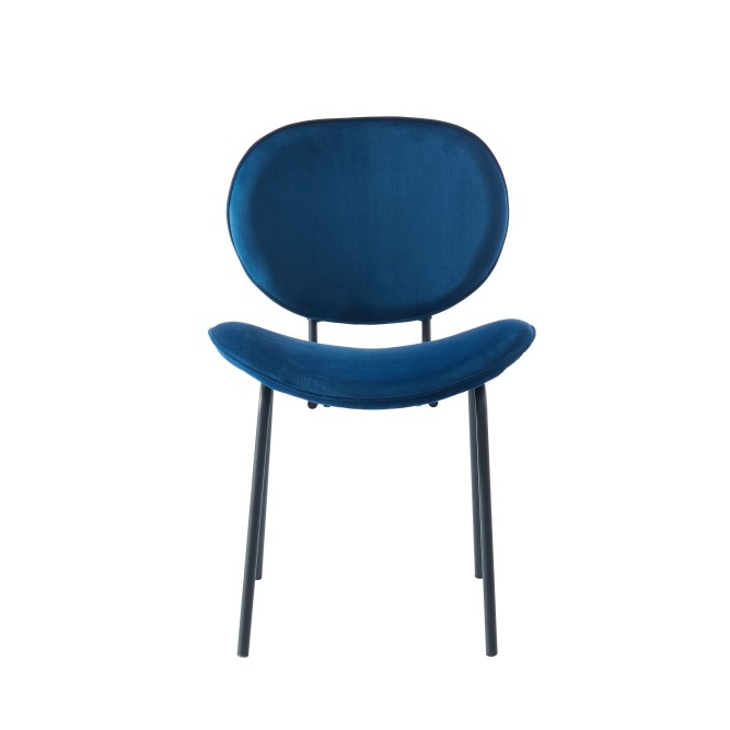 Set of 2 SHEILA chairs blue velvet black metal legs Set of 2 SHEILA chairs blue velvet black metal legs