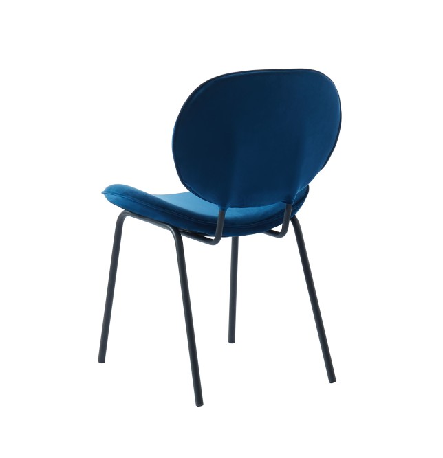 Set of 2 SHEILA chairs blue velvet black metal legs Set of 2 SHEILA chairs blue velvet black metal legs