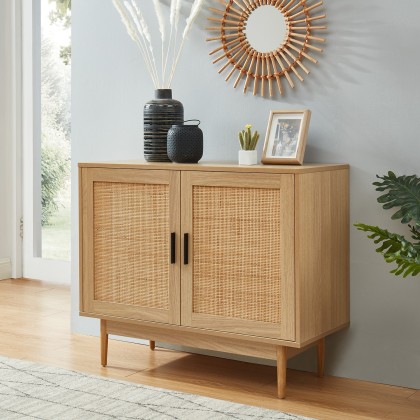 AMANA rattan cane 2-door buffet 35.43 inches 2