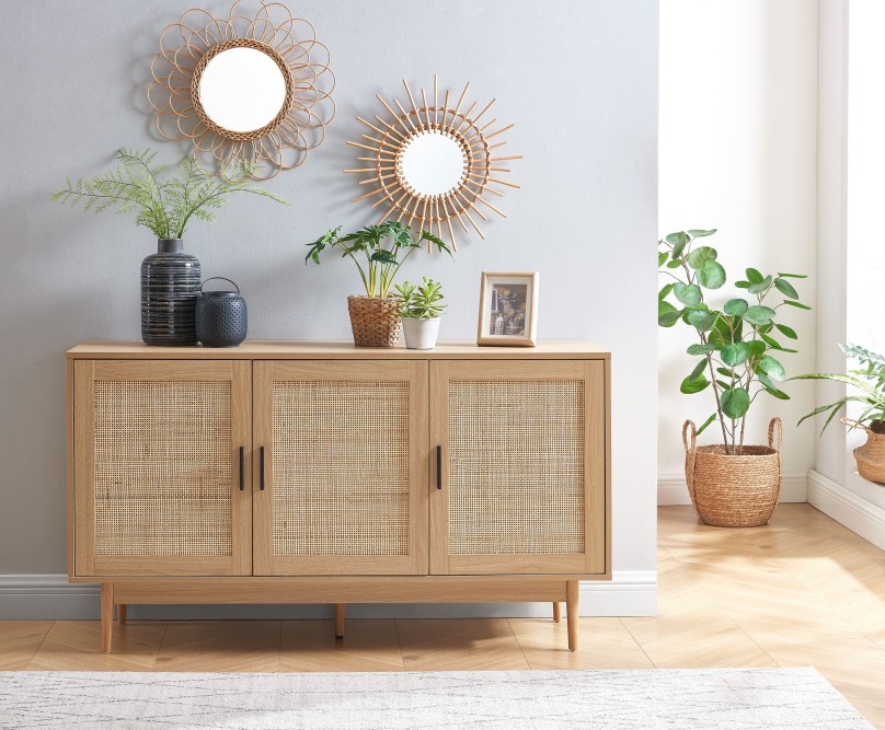 AMANA rattan cane 3-door buffet