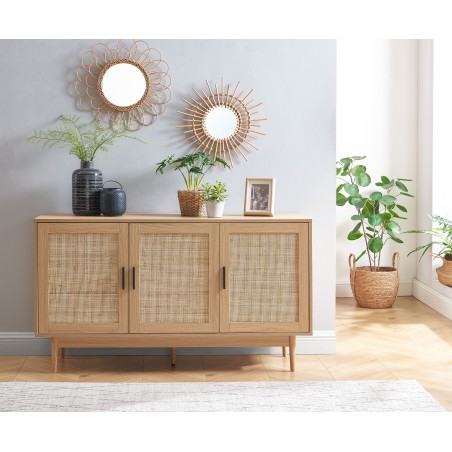 AMANA rattan cane 3-door buffet