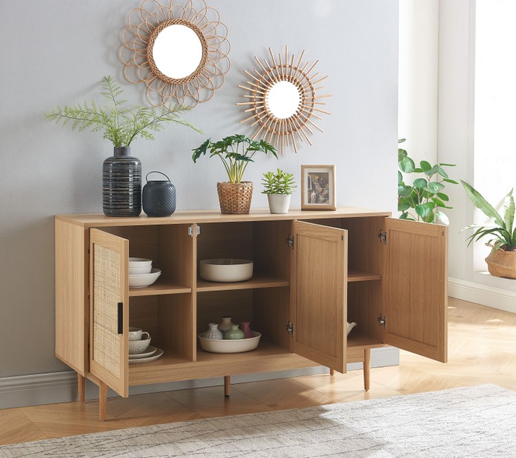 AMANA rattan cane 3-door buffet