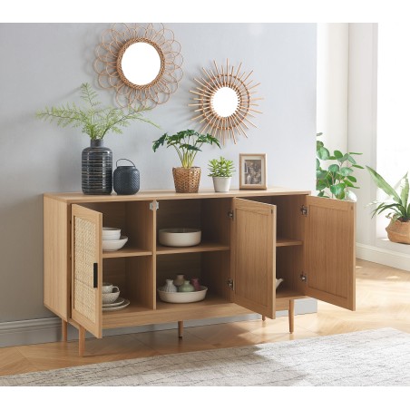 AMANA rattan cane 3-door buffet