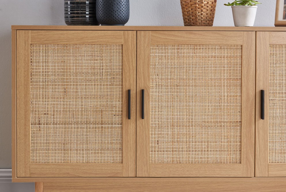 AMANA rattan cane 3-door buffet